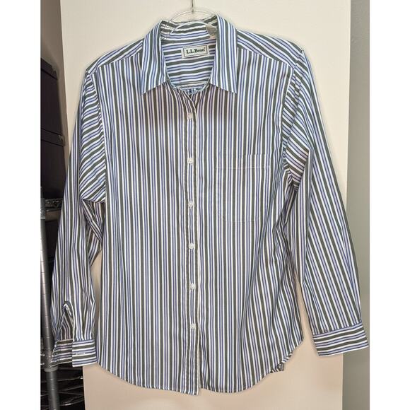 L.L. Bean ladies button-down striped shirt size 12 - Picture 1 of 6